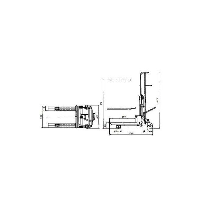 Empilhadores Manuais--Empilhador manual 400kg para 850mm