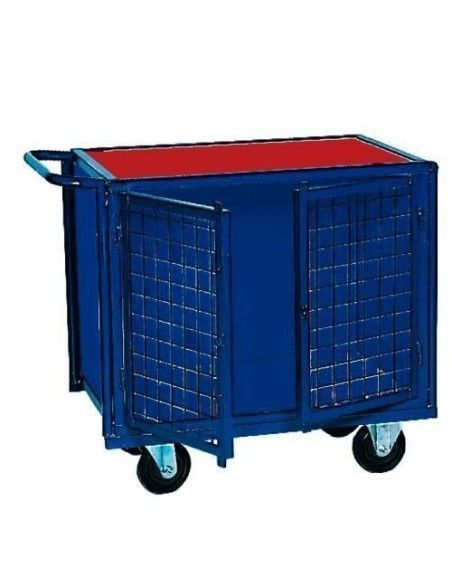 Carts and banks workshops--Working table with wheels and mesh