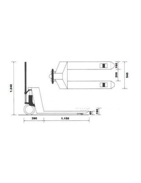 Manuelle Hubwagen--Manueller Palettenhubwagen (aufladung 4000 kg) 1150x540 mm