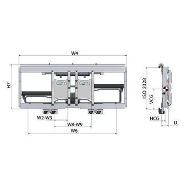 On board: voltages, clamps,...--Positionator FEM2 2500kg Forks, 1020mm width with Displacer 2