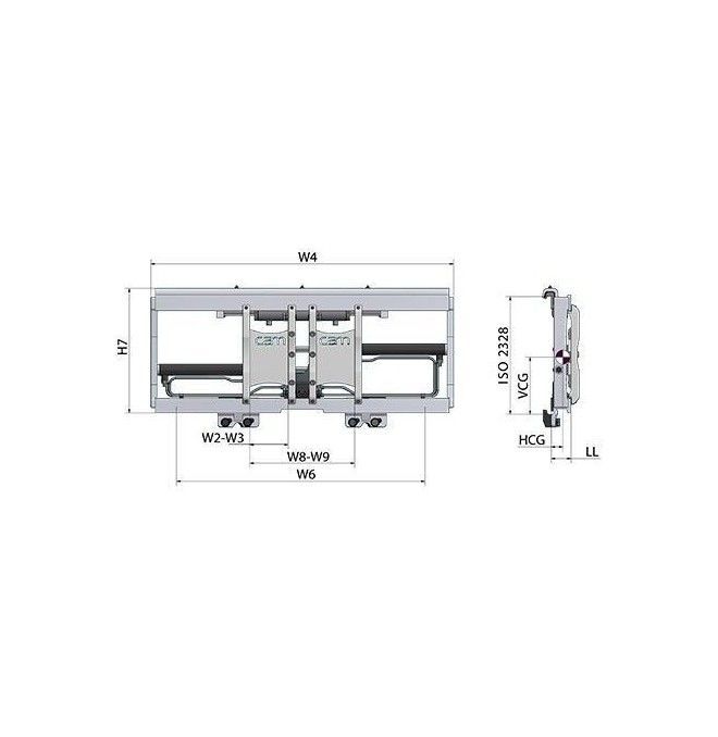 A bord : tensions, pinces,... --Positionneur FEM2 2500kg Fourches, largeur 1020mm avec Déplacement