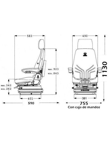 Seats and Accessories--Asiento Grammer Actimo M with control box for construction.