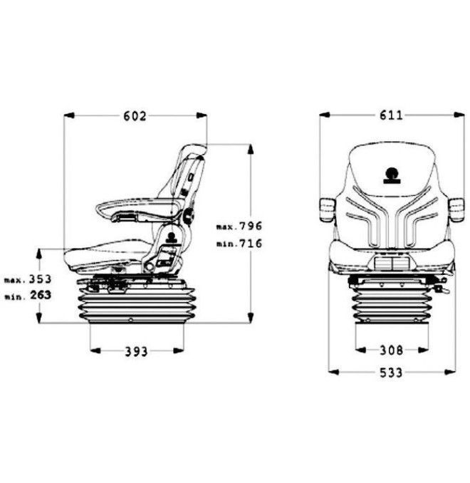 Asientos y sus accesorios--Asiento Grammer Maximo Professional para maquinaria agrícola