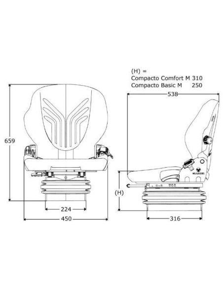 Assentos e Seus Acessórios--Asiento Grammer Compacto Basic M para máquinas agrícolas