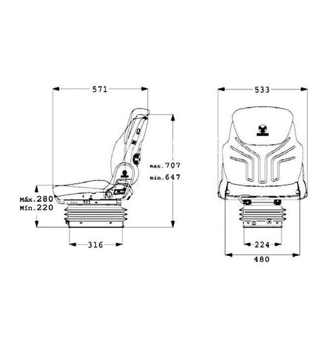 Sièges et Leurs Accessoires--Asiento Grammer Compacto Basic W pour machines agricoles