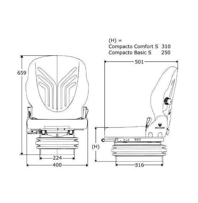 Sièges et Leurs Accessoires--Asiento Grammer Compacto Basic S pour les machines agricoles