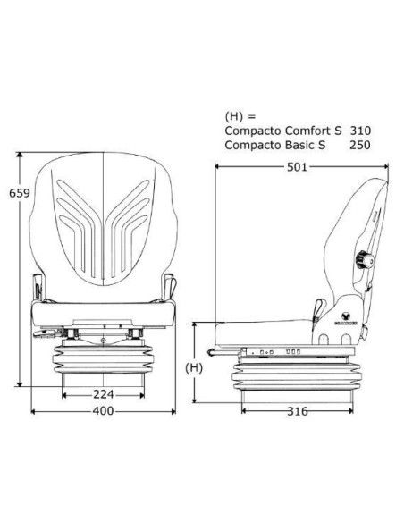 Sièges et Leurs Accessoires--Asiento Grammer Compacto Basic S pour les machines agricoles