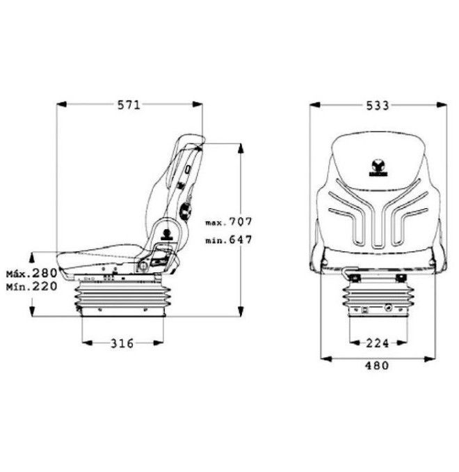 Sièges et Leurs Accessoires--Asiento Grammer Compacto Confort W pour machines agricoles