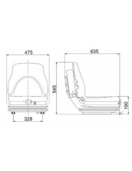 Asientos y sus accesorios--Asiento Tec con cinturón para carretilla elevadora