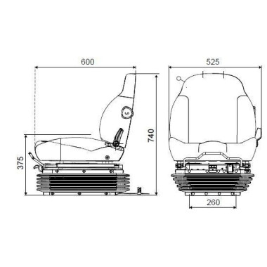 Asientos y sus accesorios--Asiento Kab 11E06 para carretilla elevadora 2