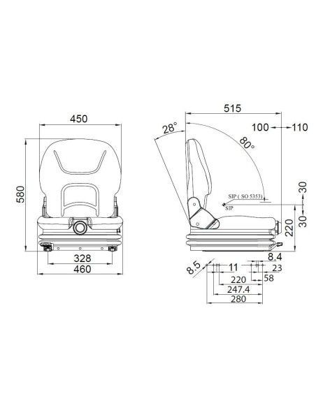 Sièges et Leurs Accessoires-Seat ES2300L pour chariot élévateur