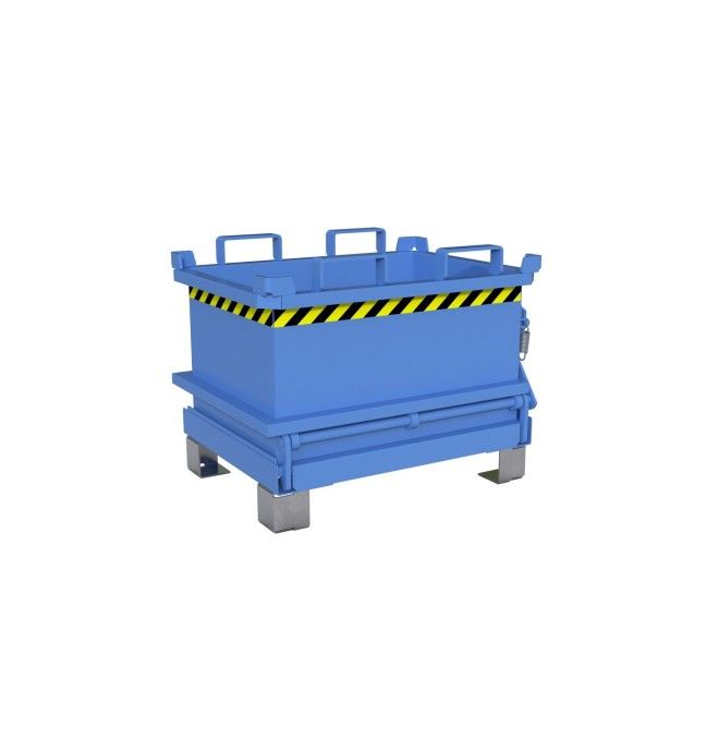 Minicontenedor con base abatible, pintado, azul claro