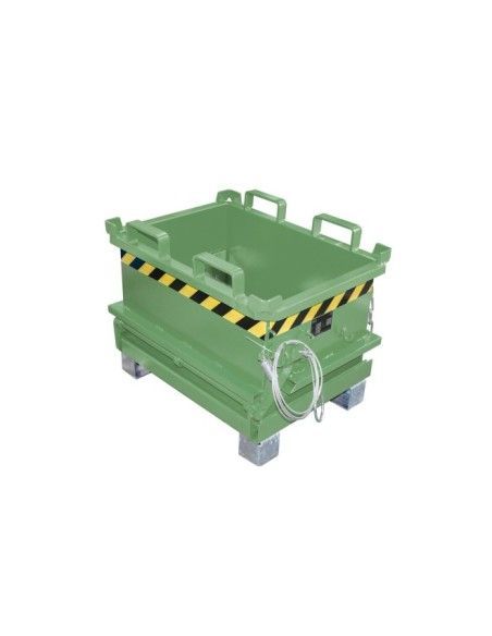 Minicontenedor con base abatible, pintado, verde Reseda