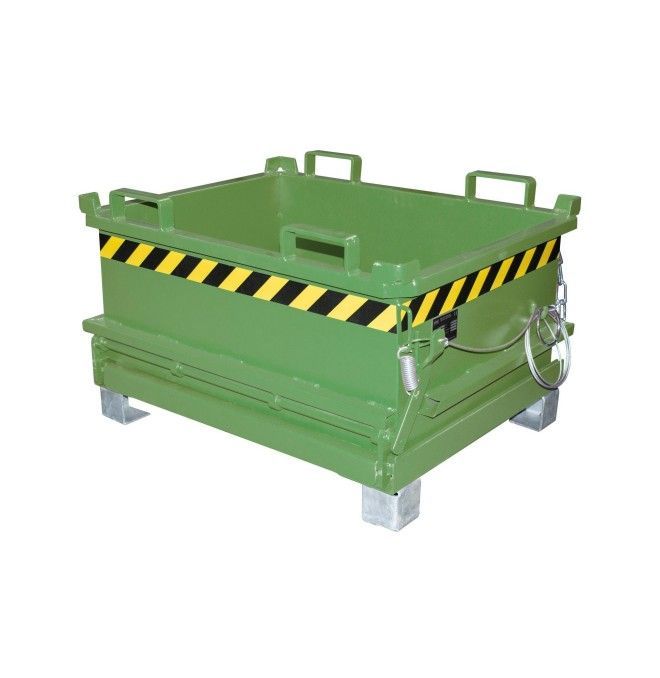 Minicontenedor con base abatible, pintado, verde Reseda