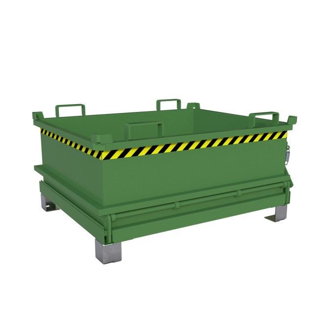 Tolvas--Minicontenedor con base abatible, pintado, verde Reseda