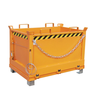 Tilting Container--Container with Drop Away base, painted, orange yellow