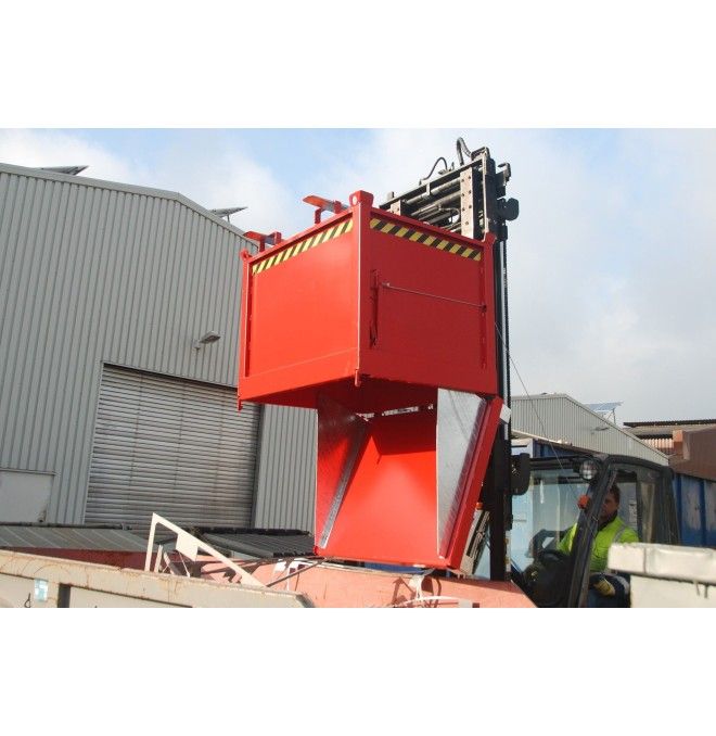Tilting Container--Container with Drop Away base, painted, orange yellow