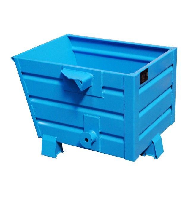 Tilting Container-- stackable, painted, light blue