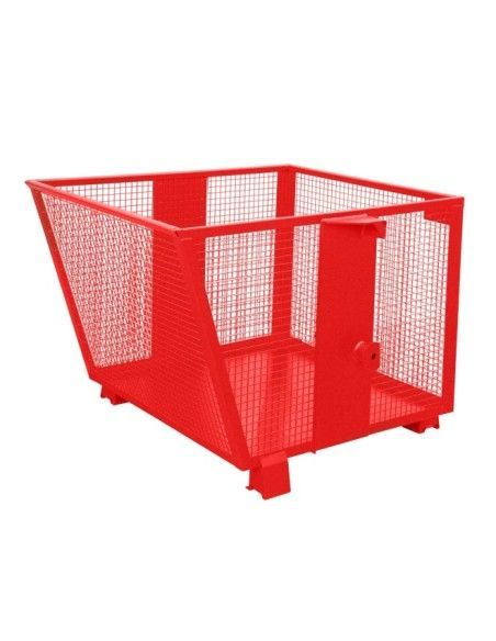 Contenedor basculante de celosía, pintado, rojo fuego
