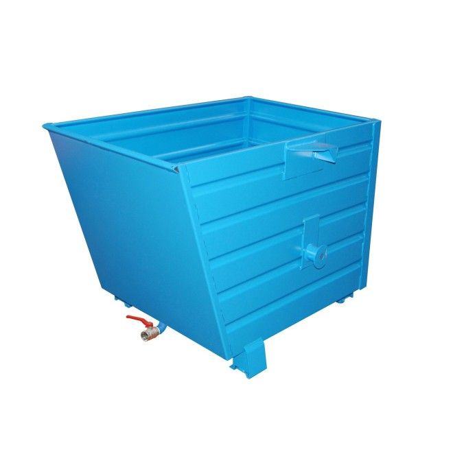 Tilting Container-- stackable chips, painted, light blue