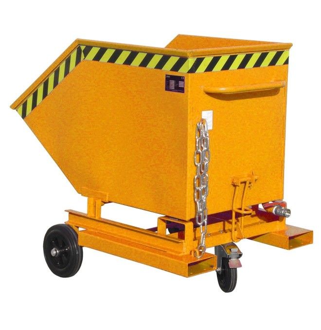 Recipiente Inclinável--Virutas wheelbarrow, pintado, Laranja amarela