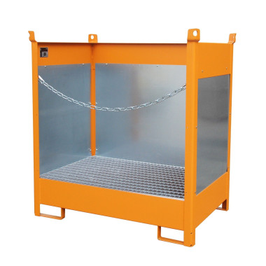 Polyethylene & metal buckets -- Belt stacking pad, painted, orange yellow