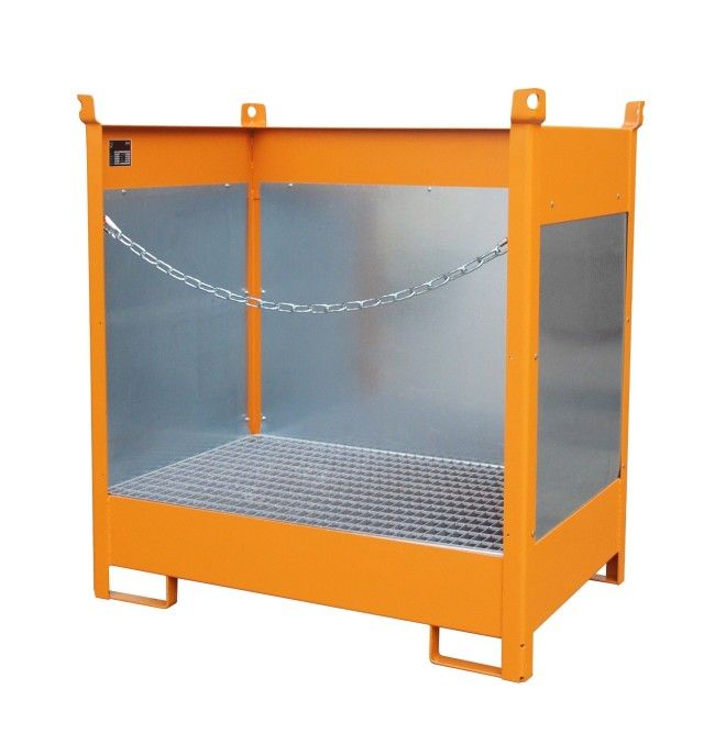 Polyethylene & metal buckets -- Belt stacking pad, painted, orange yellow