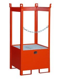 Cubetas de polietileno & metálicas--Palet de apilamiento de bidones, pintado, rojo fuego