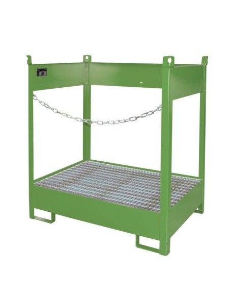 Paleta de apilamiento de bidones, pintada, verde Reseda