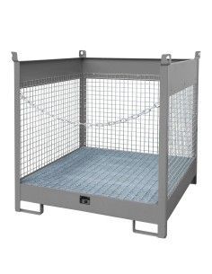 Cubetas de polietileno & metálicas--Palé apilable para bidones, lacado, gris ratón