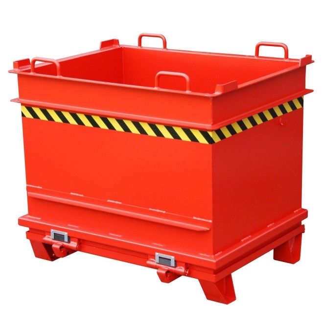 Contenedor de materiales de construcción, pintado, rojo fuego