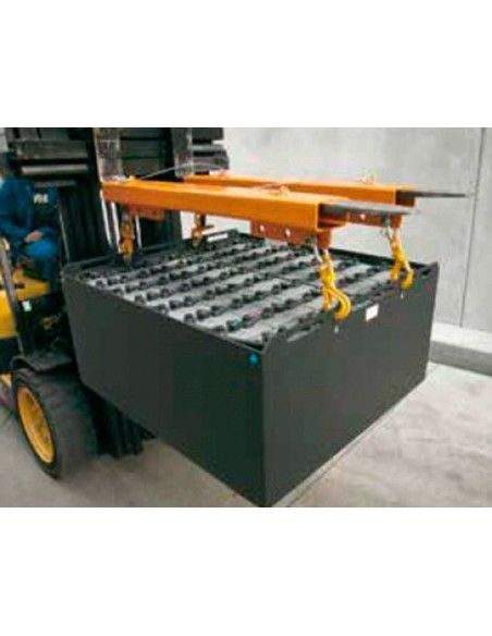 Krane und Lkw-Haken--Gabeln einhängen, um Batterien zu handhaben