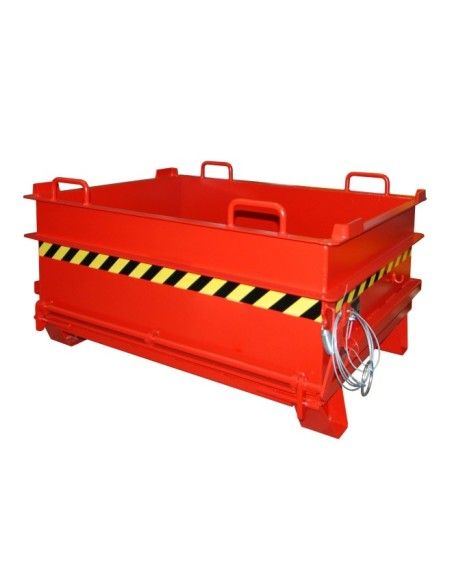 Contenedor de materiales de construcción, pintado, rojo fuego