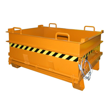 Contenitore Ribaltabile--Contenitore materiali costruzione (agito con bloccaggio in mattoni), dipinto, giallo arancio