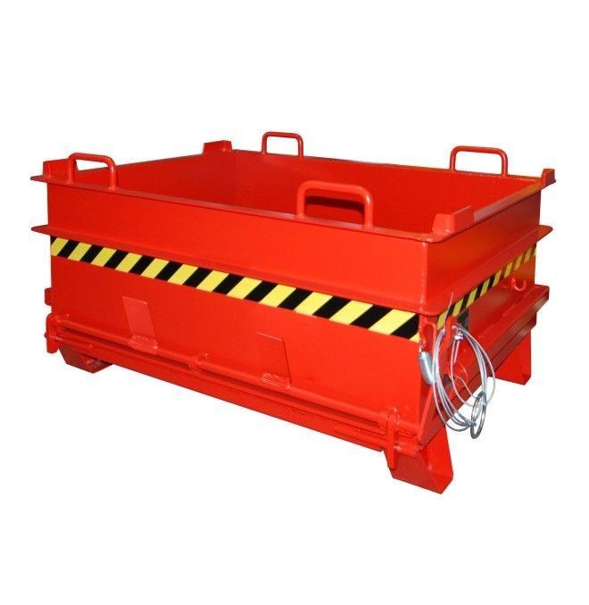 Kippbehälter--Container materialien konstruktion (bearbeitet mit ziegelklammern), lackiert, rotes feuer