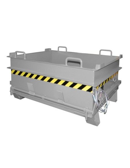 Contenedor de materiales de construcción (accionado con pinzas para ladrillos), pintado, gris ratón