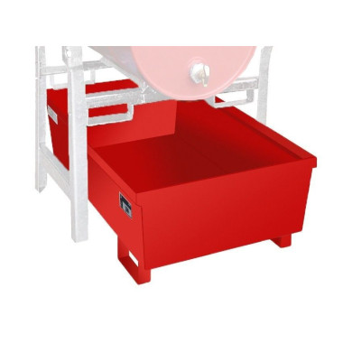 -- Drum shelves, painted, red fire