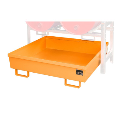 -- Drum shelves, painted, orange yellow