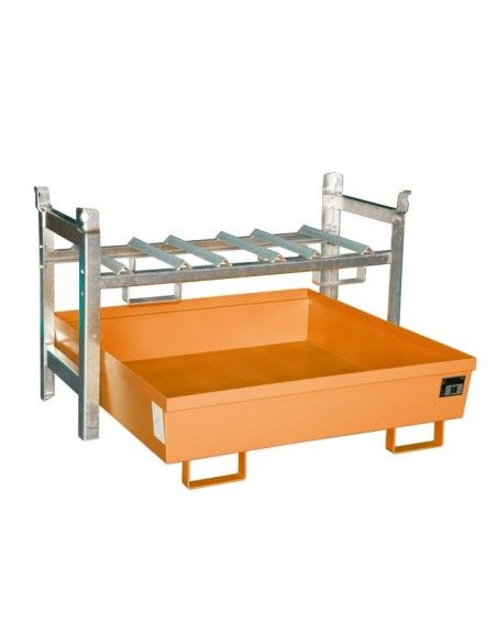 -- Drum shelves, painted, orange yellow