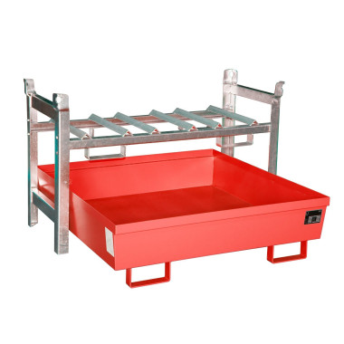 -- Drum shelves, painted, red fire