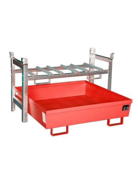 -- Drum shelves, painted, red fire