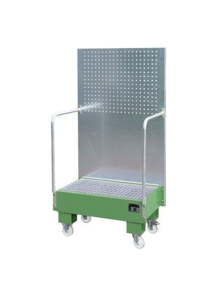 Bandeja colectora móvil con panel perforado, pintada, verde Reseda