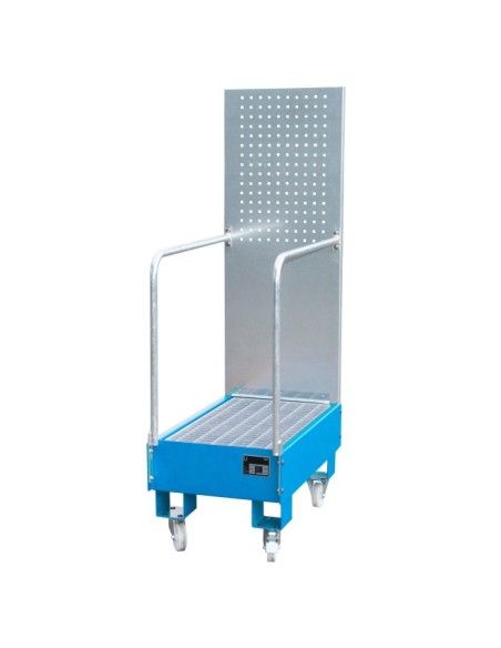 --Mobile con pannello perforato, dipinto, azzurro