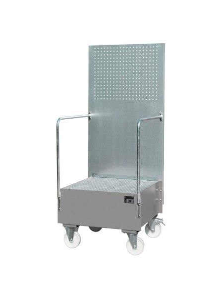 Bandeja colectora móvil con panel perforado, pintada, gris ratón