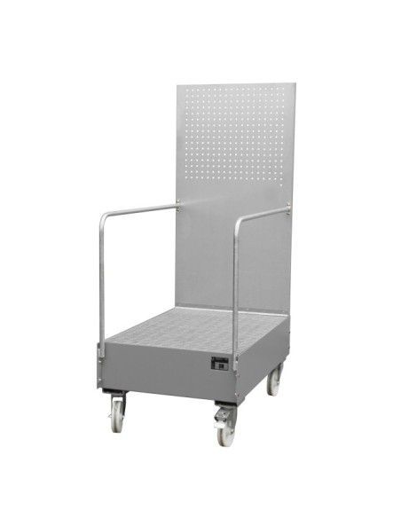 Bandeja colectora móvil con panel perforado, pintada, gris ratón