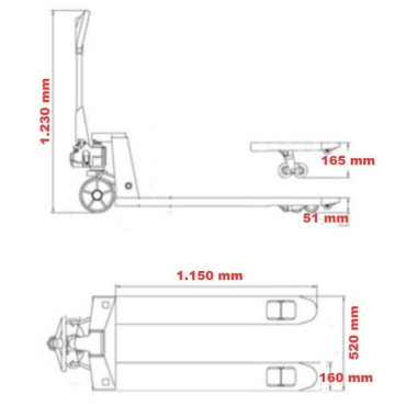 Manuelle Hubwagen--Manueller Palettenhubwagen (Pflanze: hoch 55 mm) 1150x540 mm 2