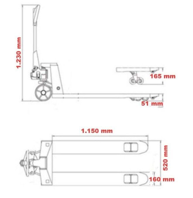 Manual Pallet Trucks--Manual pallet truck (Plane: high 55 mm) 1150x540 mm
