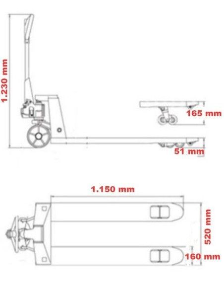 Manuelle Hubwagen--Manueller Palettenhubwagen (Pflanze: hoch 55 mm) 1150x540 mm