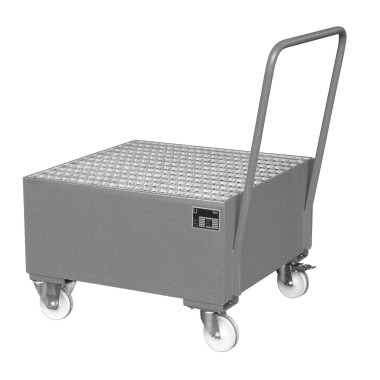 Polyethylene & metal buckets --Mobile Sump Tray 2004, painted, gray mouse
