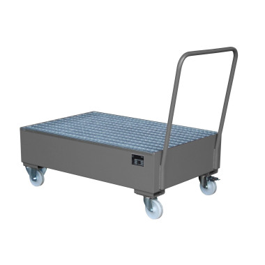 Polyethylene & metal buckets --Mobile Sump Tray 2020, painted, mouse grey